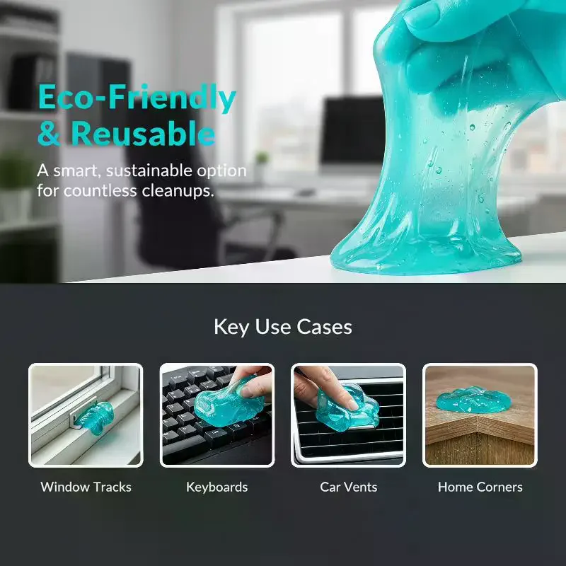 Reusable Dust Cleaning Gel Stain Removal Non-Irritating Duster for Car Vents Keyboard Home Office Gadgets
