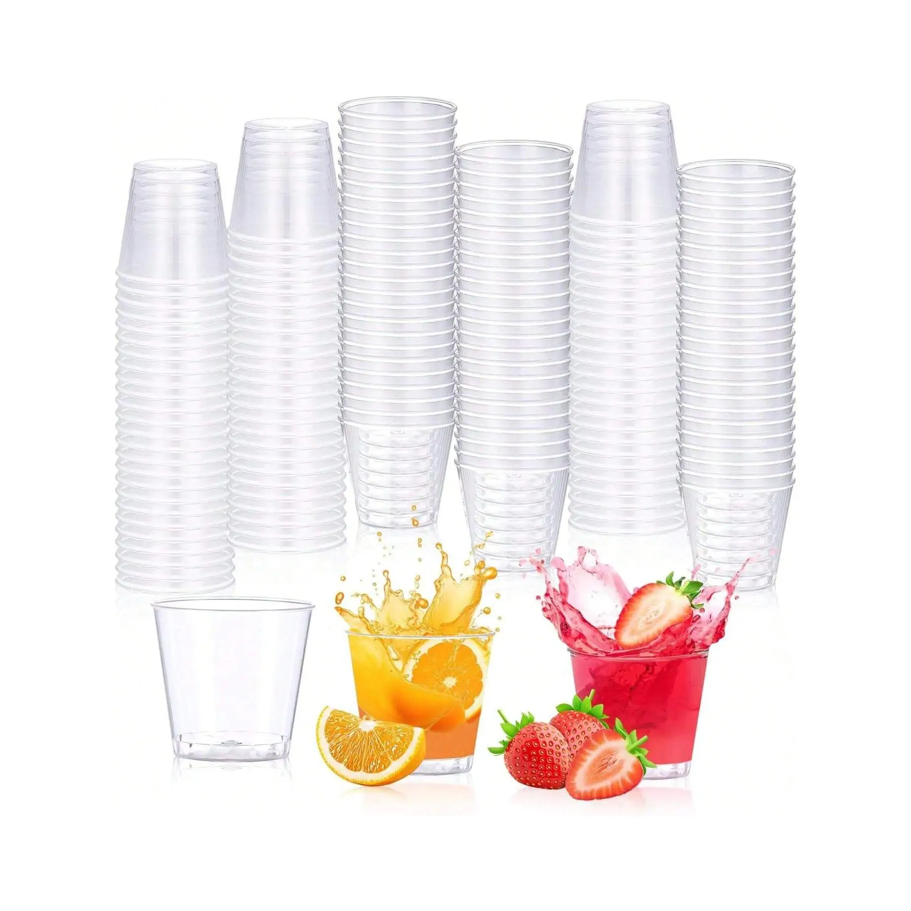 Vasos de Chupito Plastico profesional fuerte 50u/100u/200u para elegir 40ml con medidor Vasos Transparentes Reutilizables, Vaso de Vino para Cumpleaños Picnic Fiestas Barbacoa o cualquier