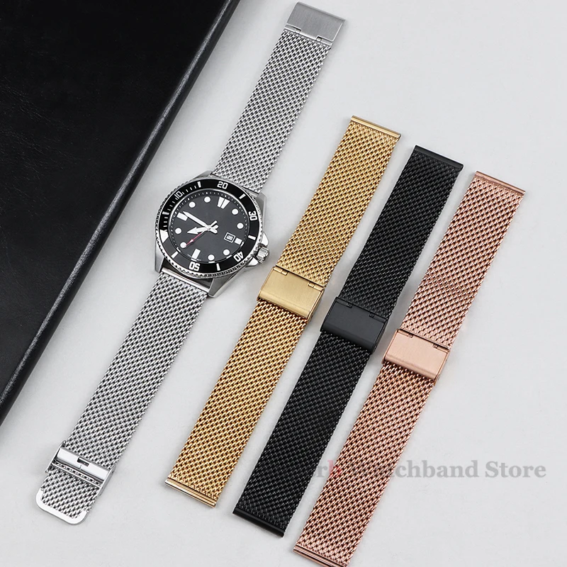 1.0 cinturino per orologio in acciaio inossidabile con cinturino in maglia milanese 18mm 20mm 22mm 24mm cinturino cinturino spessore 3mm per DW per Omega