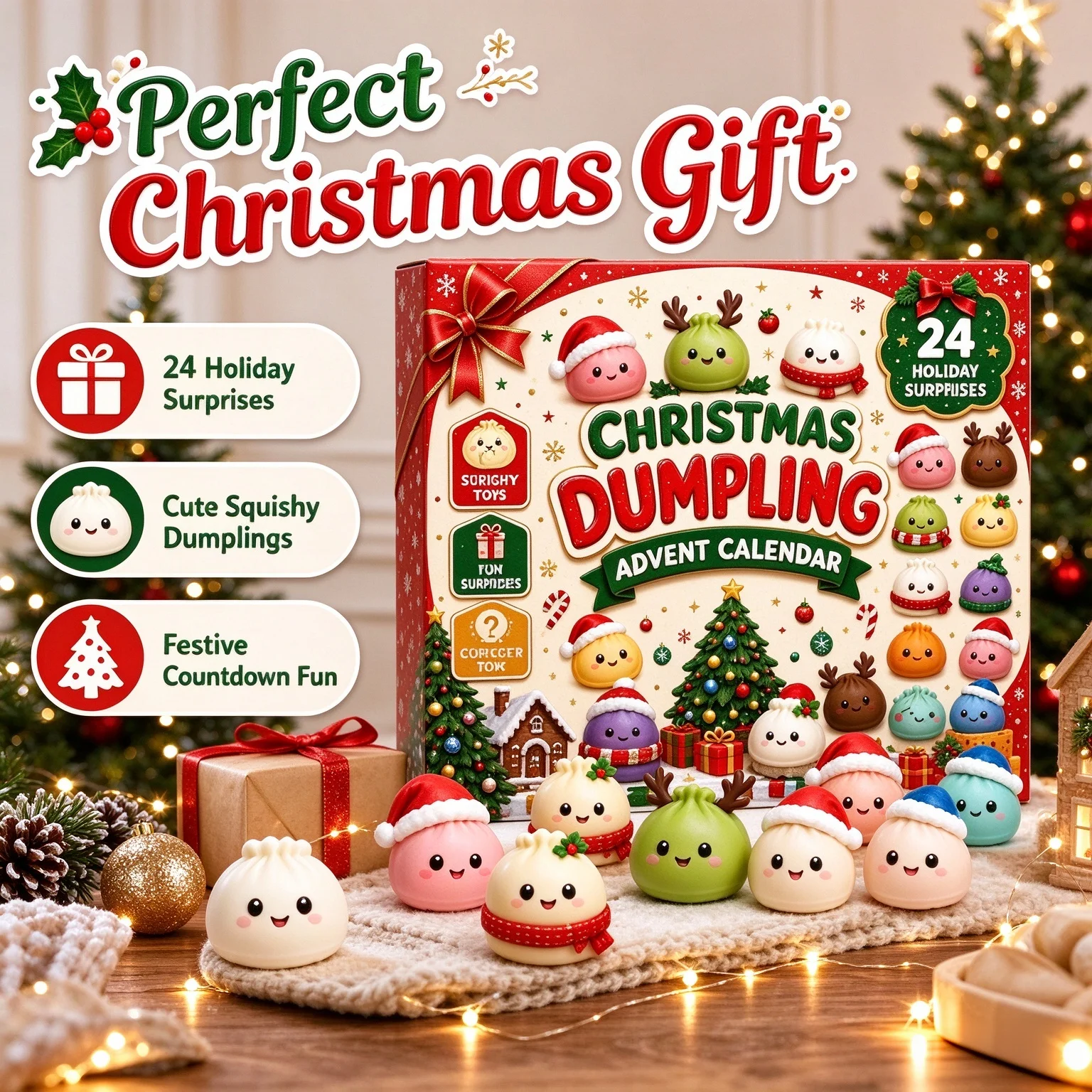 Christmas blind box arrival calendar 24 day countdown dumplings squeeze slowly rising squeeze home decoration gifts