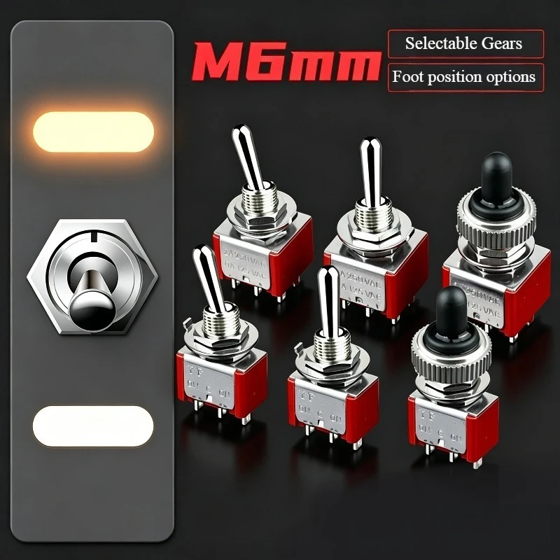 2-speed, 3-position toggle switch with M6mm round holes, mechanical, marine engine room, left/right hold, self-resetting