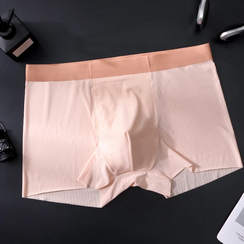 Men's Boxers Ice Silk Thread Panties Bulge Pouch Boxer Elastic Sports Summer Quick-Drying Underwear Bikini Slip Homme