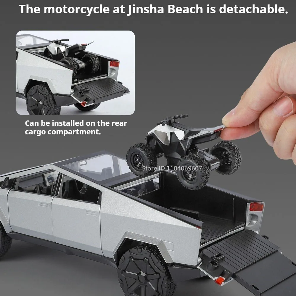 1:24 Schaal Pickup Trailer RV Auto Model Speelgoed Legering Diecast Geluid Licht Wiel Stuurmotor Thuis Modellen Home Decor Decoratie