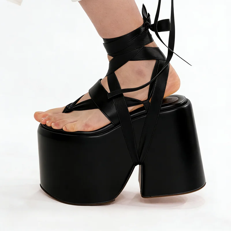 Platform Flip Toe Ankle Strap Sandals Sexy Pointed Toe Satin Solid Accept Customized New Arrivals Fashion Women Modern Shoes