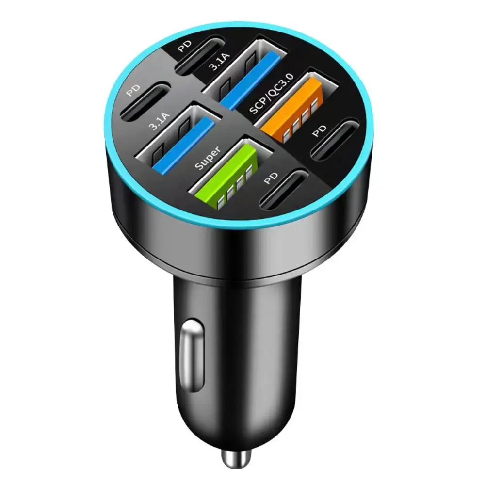 Dual USB Output Mobile Phone Car Charger Fast Charging 5 Ports 5 Ports Car Chargers Black Mini Car Charger Adapter
