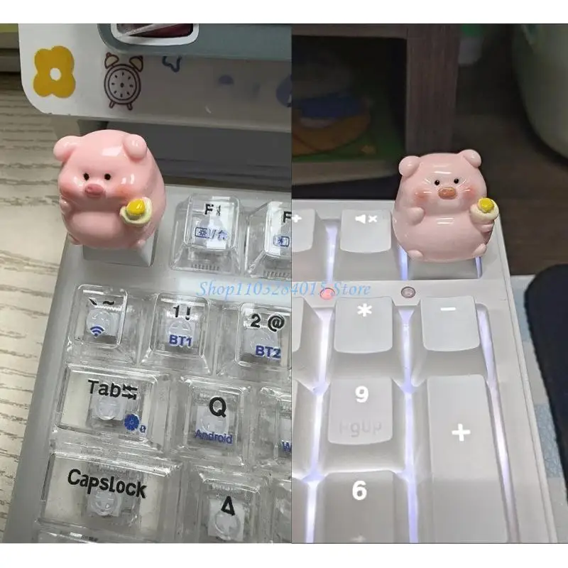 

R6FF Unique Pink Pig Keycap Replace For Crossed Stem Keyboards Layout Keycap