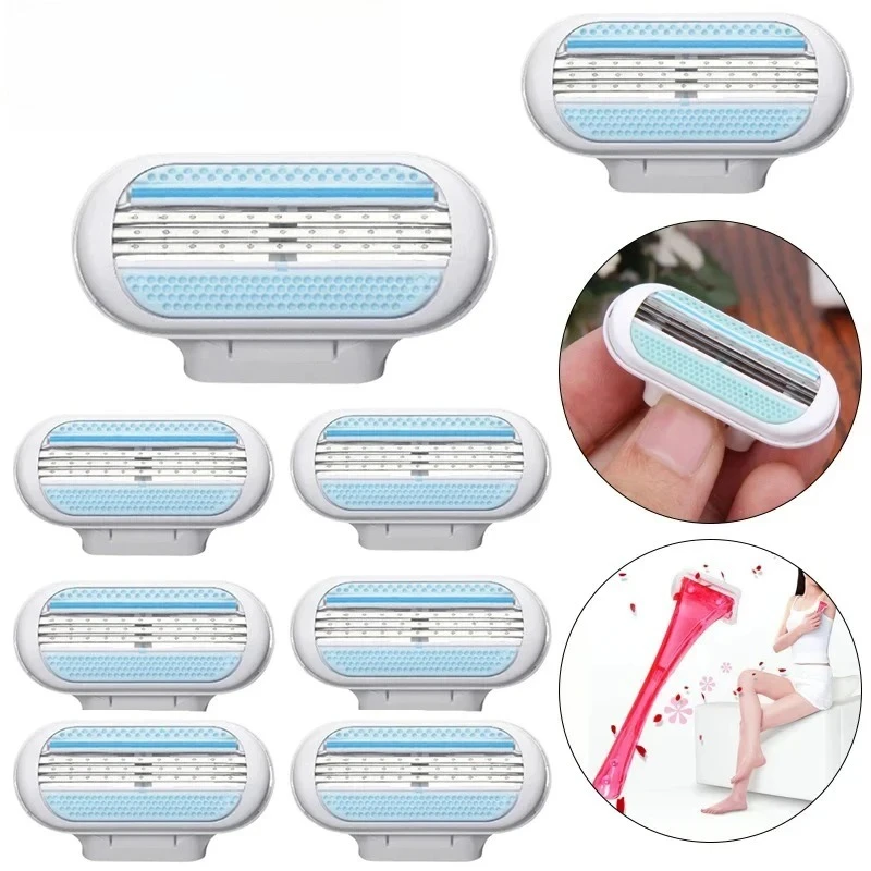 Women's Three Layer Razor Blades Household Stainless Steel Manual Safety Shaving Blade for Face Underarm and Leg Hair Removal