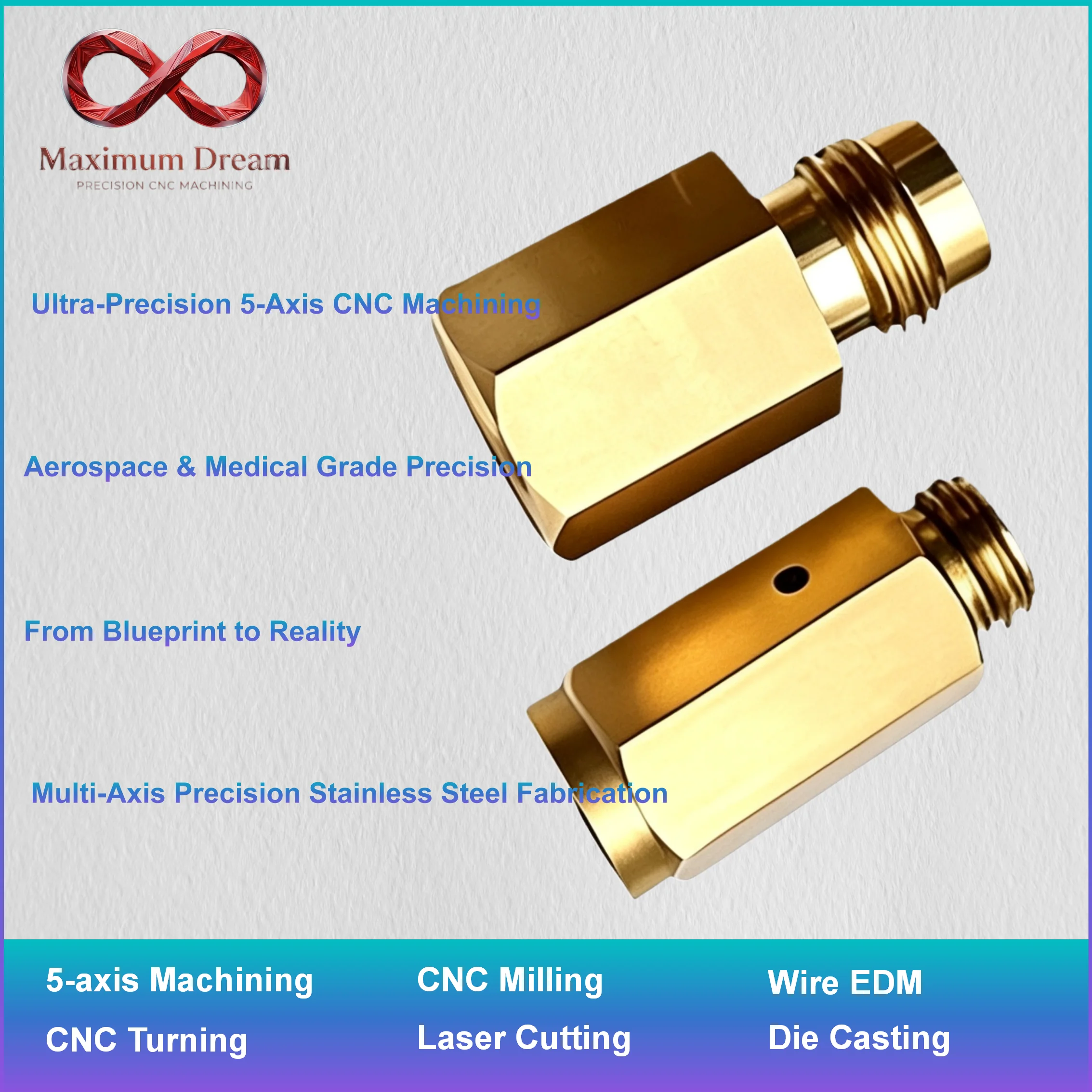 Custom CNC Turning Service Precision Brass Machined Parts Bushings Connectors Prototype Fabrication With CAD STEP DXF Files