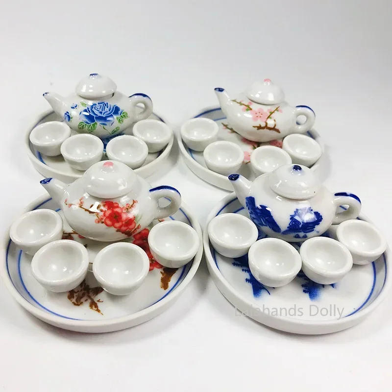 Doll House Mini Ceramic Tea Set Tea Cup Set for Doll House Living Room Furniture Decoration Accessories