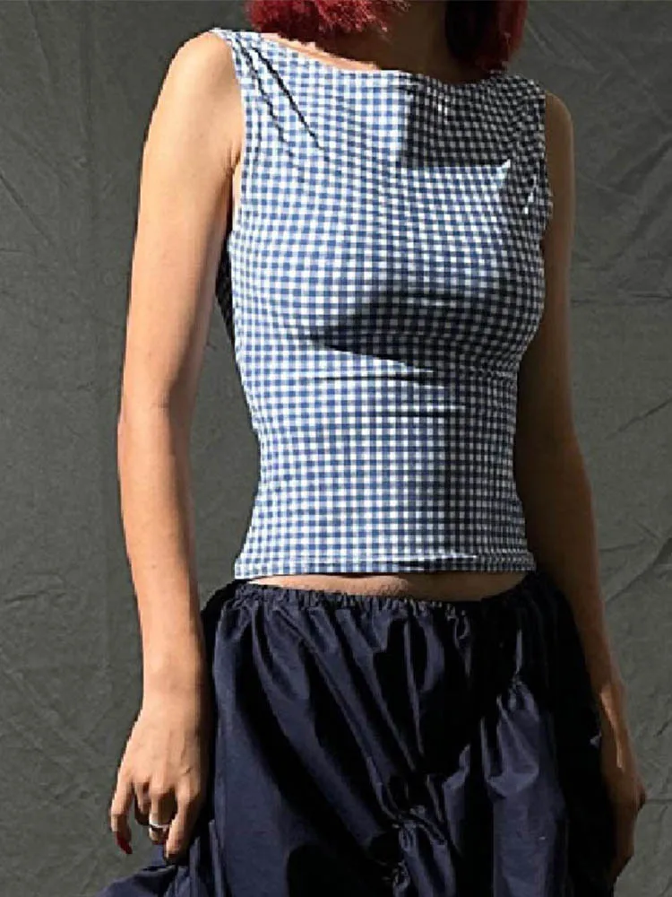 سترة صيفية غير رسمية لعام 2025 ملابس شارع منقوشة على الموضة الكورية سترة خلفية مكثفة على شكل فراشة مطبوعة بدون أكمام قطع علوية ضيقة على الموضة #3