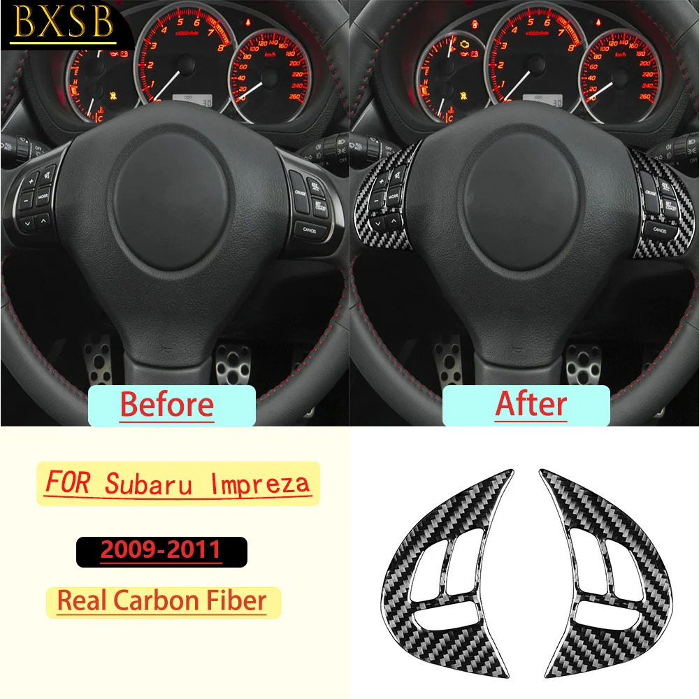Real Carbon Fiber For Subaru Impreza 2009-2011 Car Steering Wheel Button Trim Customizable Stickers Interior Accessories