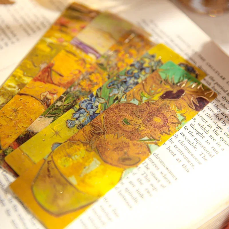 5 Sheets/pack Oil Paintings PVC Bookmarks Aesthetic Romantic Flower Reading Mark Card Exquisite Bookmarks School Office Supplies