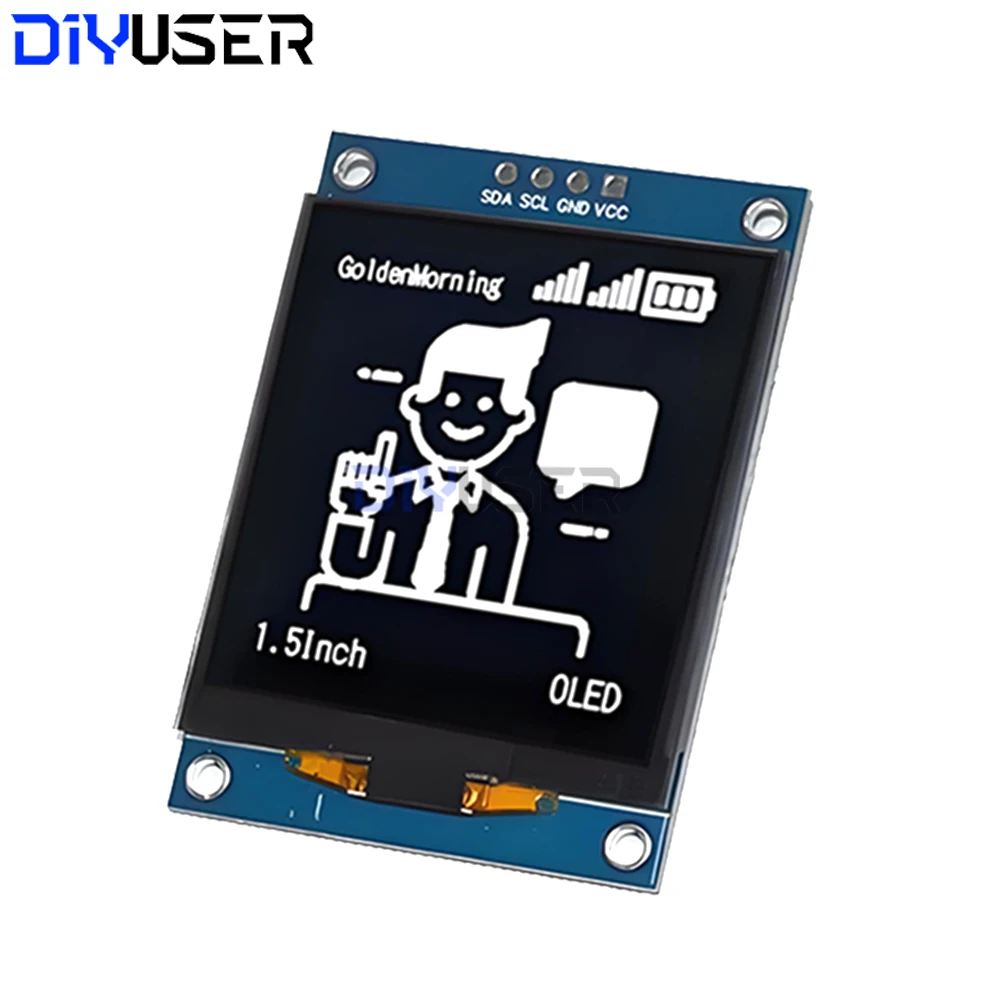 1.5 Inch OLED Display Module 128x128 Pixels SH1107 Driver I2C IIC 4Pin for ESP32 Raspberry Pi
