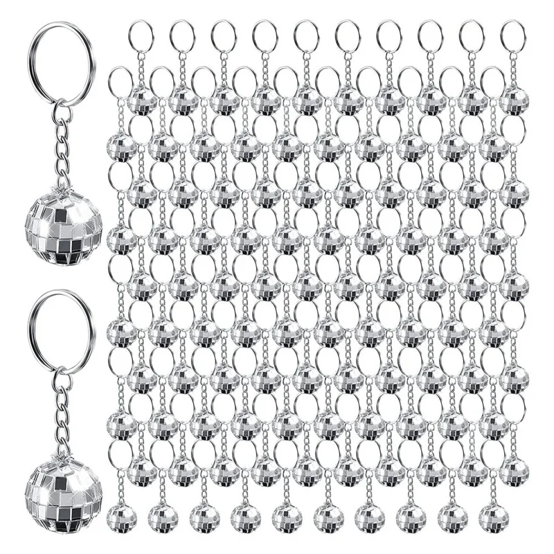 

96Pcs Mini Disco Ball Keychains Disco Ball Favors Mirror 70S 80S 90S Disco Keychain Bulk Silver Disco Accessories-T02C