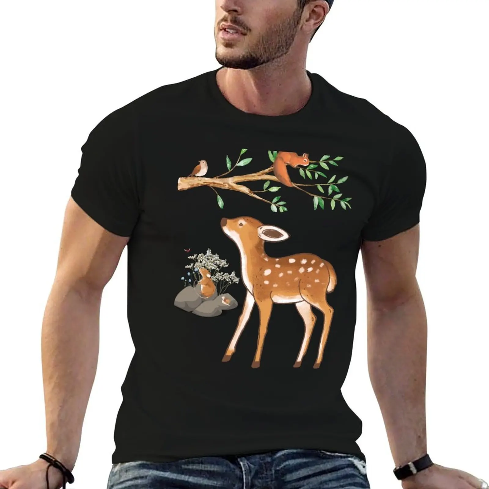 

Forest Animals Pink T-Shirt man t shirt designer man t shirt luxury t shirt for man T-Shirt