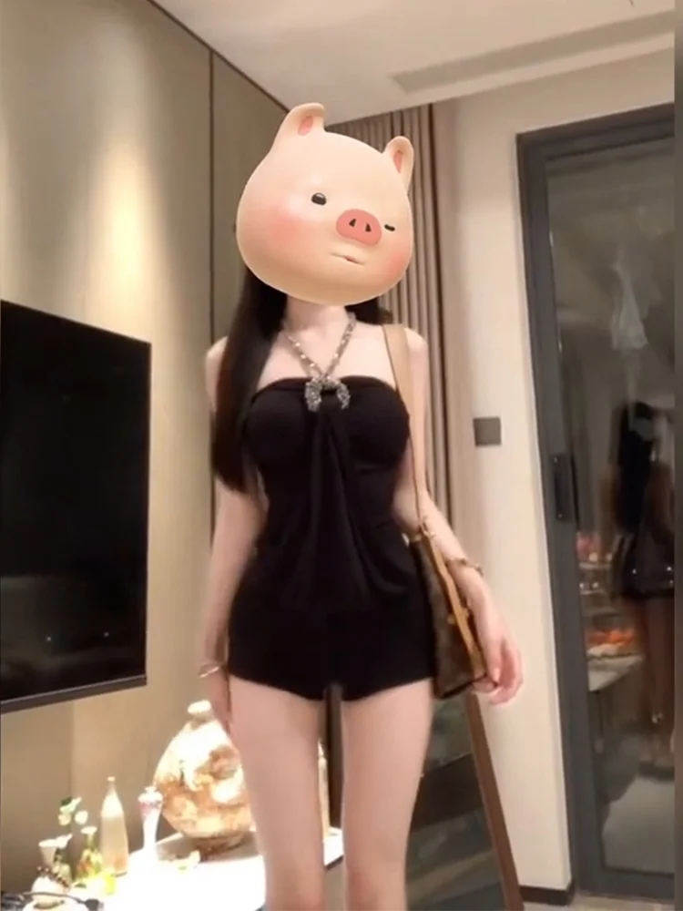 

XZY Sexy Strapl Diamond Nelace Top for Plump Women Summer Slim Fit Korean Sle Commute Pear ape Body Design T-irt