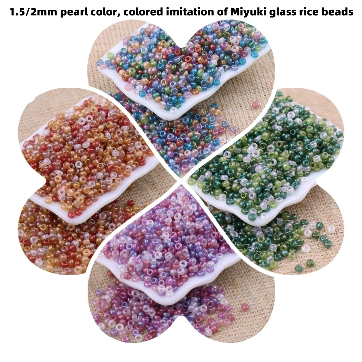 Non fading 1.5mm/2mm pearl color, colored imitation of Miyuki glass rice beads, handmade DIY woven bracelet jewelry, loose beads
