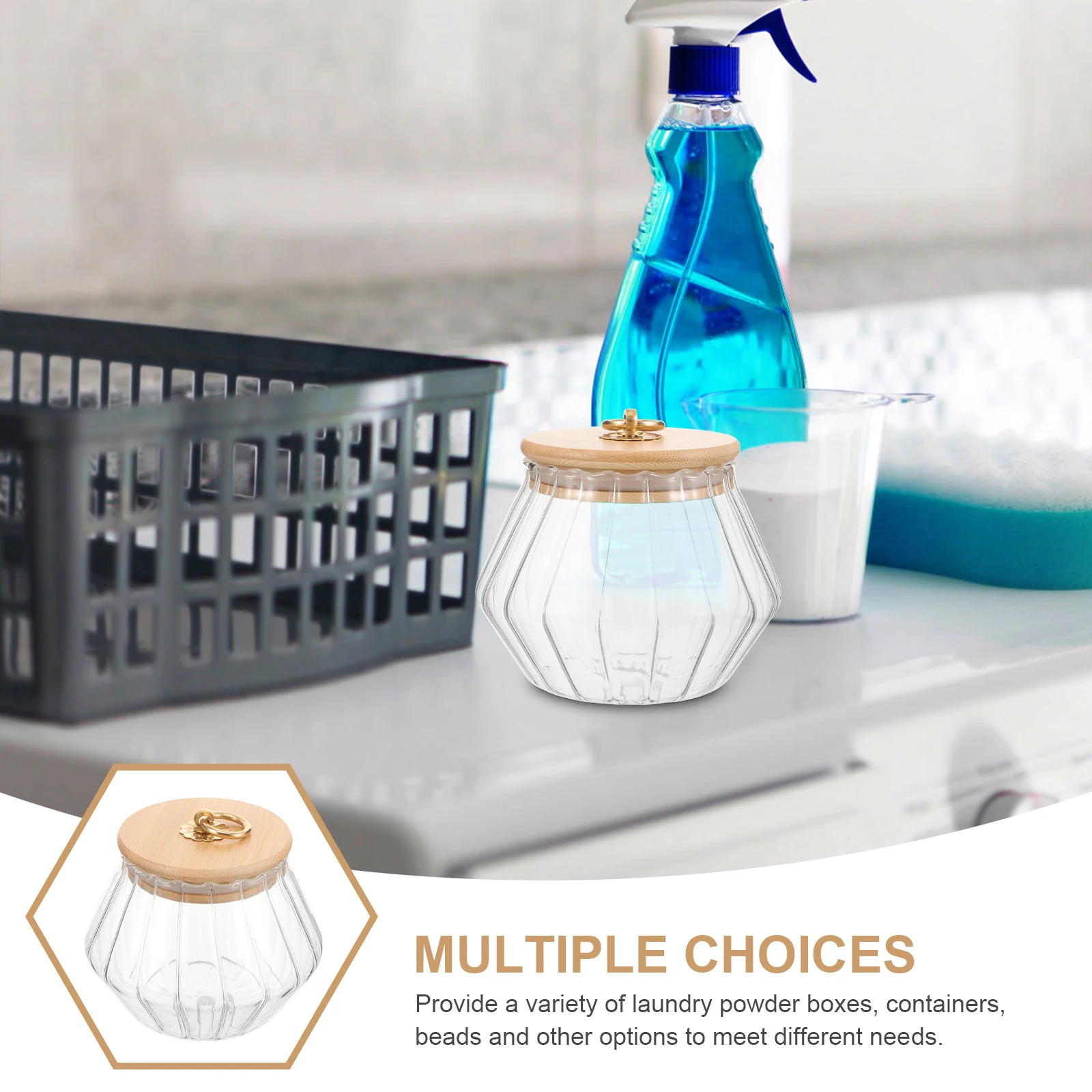 

Glass Laundry Powder Box With Lid Airtight Large Capacity Storage Container For Laundry Beads Soap Kitchen Use Condensate Sealed