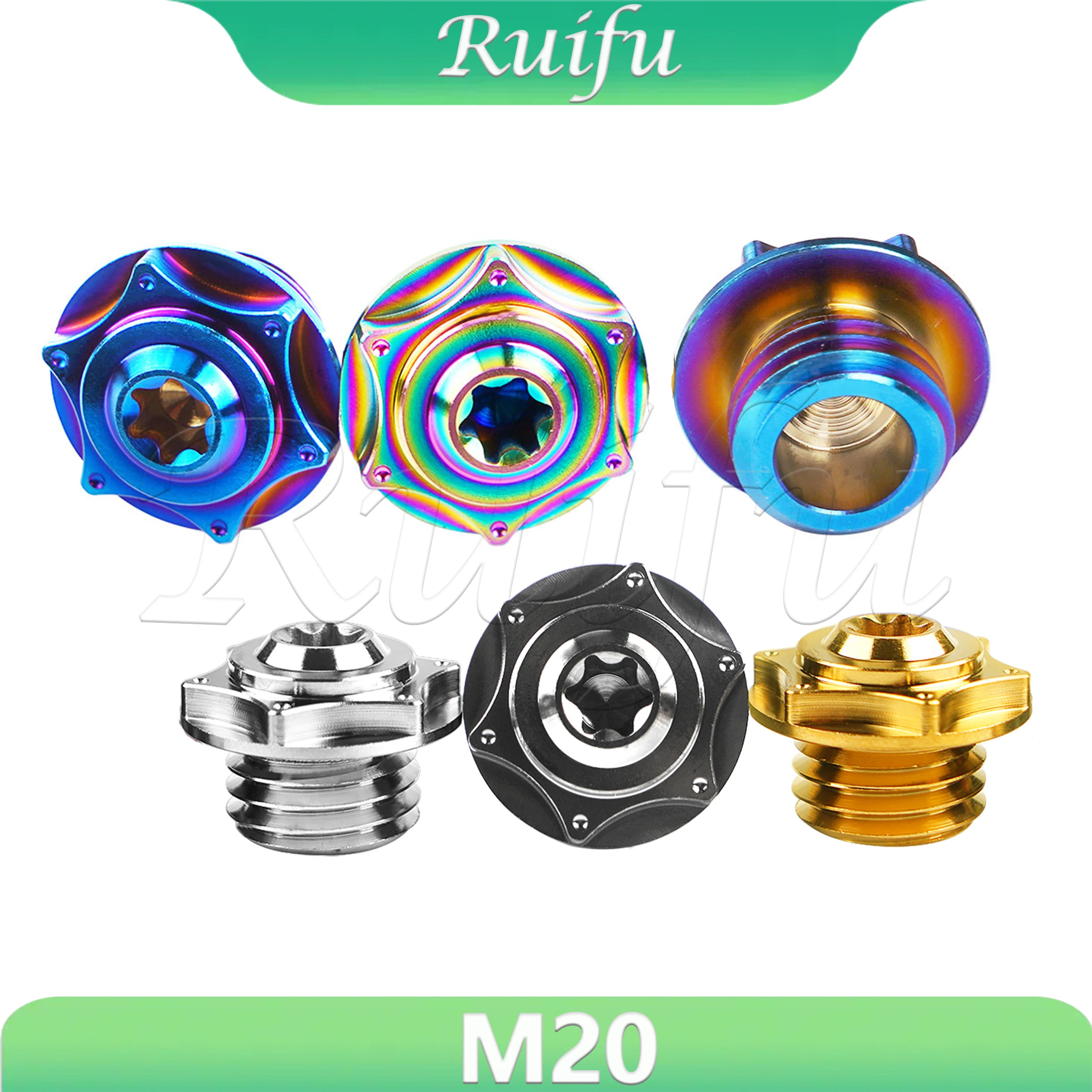 

Ruifu Titanium Bolt M20X1.5/2.5mm Pitch CNC Engine Oil Cap Bolt for Honda Motorcycle Bike Filler Cover Protector
