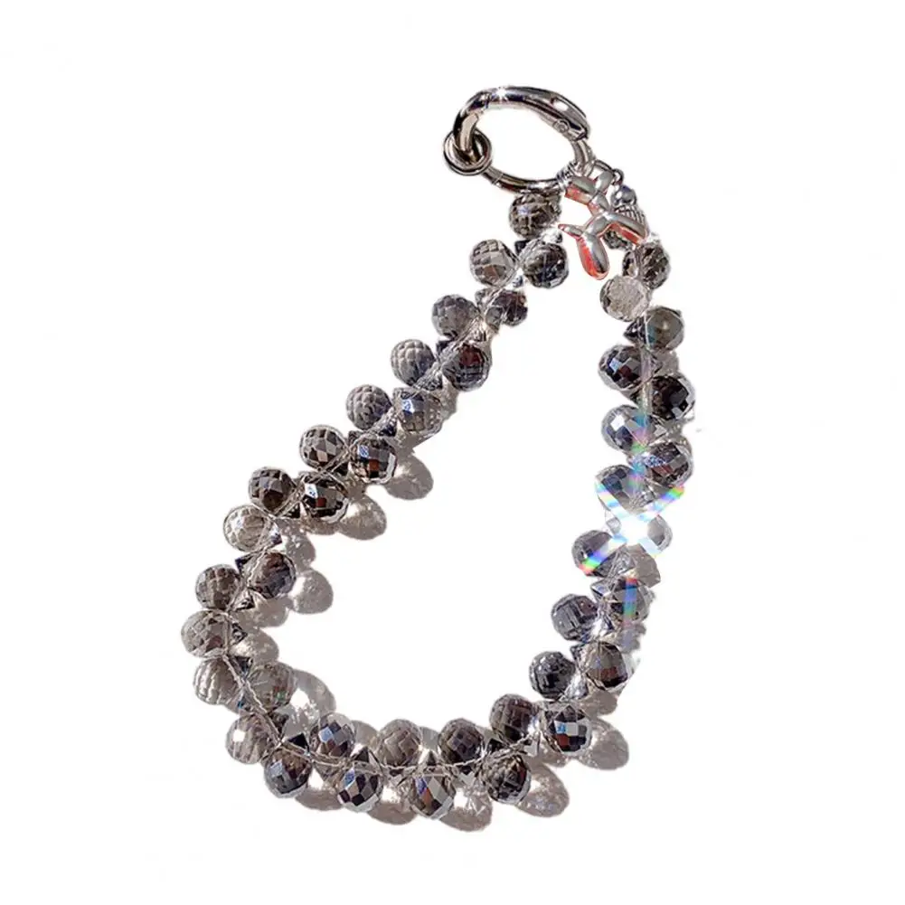 

Phone Lanyard Bracelet Mobile Phone Pendant Faux Phone Strap with Card Slot Sparkling Beaded Wristlet Bracelet Charm for Women