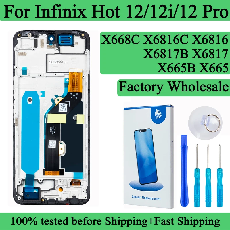 X665 X6817 X665B X668C Premium Lcd For Infinix Hot 12 Pro Display Hot 12 Play Touch Screen Digitizer Panel Assembly For Hot 12i