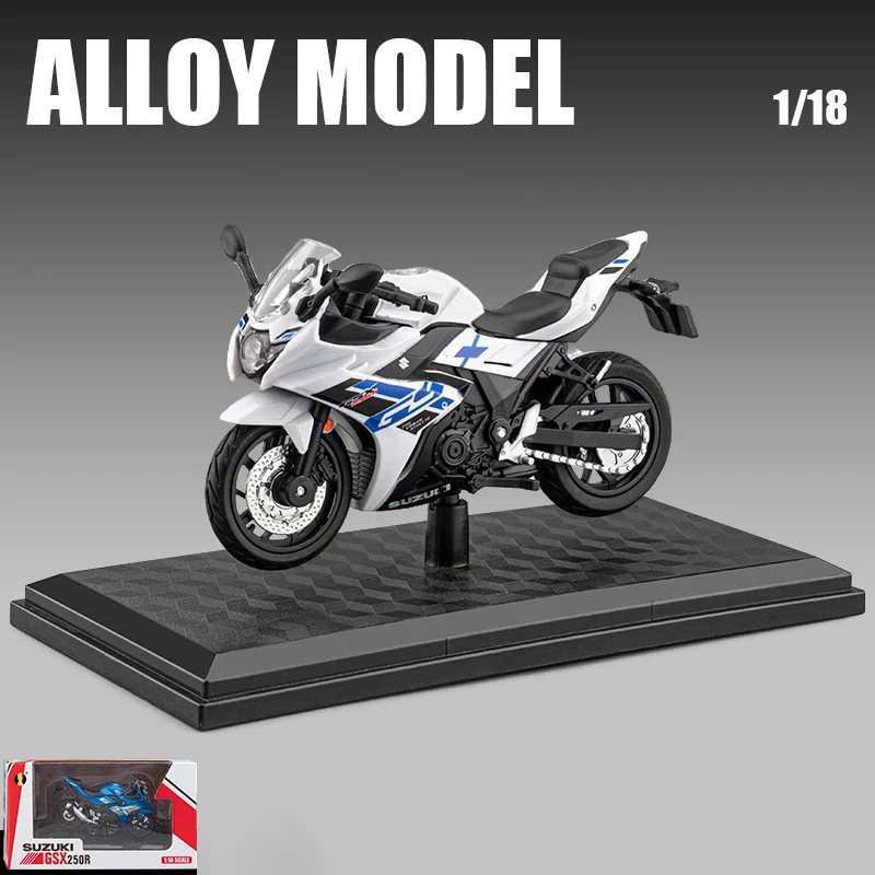 

Новинка! Модель мотоцикла Suzuki GSX250R в масштабе 1:18, коллекционная игрушка, внедорожный мотоцикл с амортизатором, подарок.
