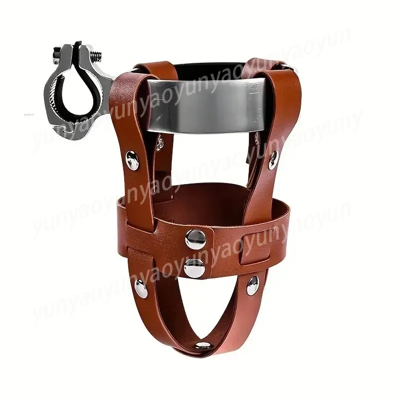 For Outdoor Leather Bicycle Bottle Holder, Electric Vehicle Beverage Pot Holder, Adjustable Universal Cup Holder