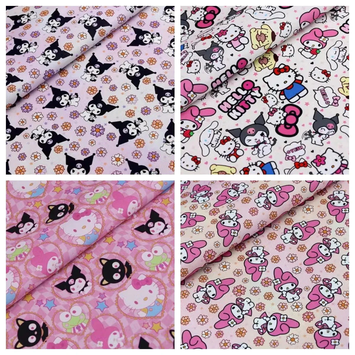 45x140cm My Melody Hello Kitty 100 Cotton Fabric Cloth Sewing Quilting Fabrics For Patchwork Needlework Diy Handmade Accessories