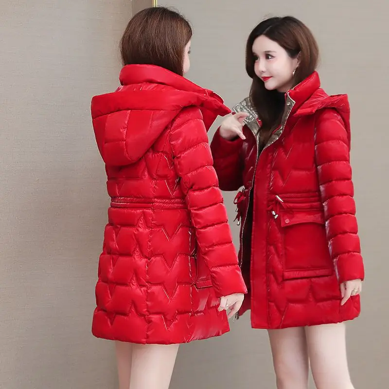 Women\'s Winter Casual Coat 2024 Slim Down Cotton Jacket Daily Household Outwear Slim Remove Hooded Parka Mom\'s Overcoat Female