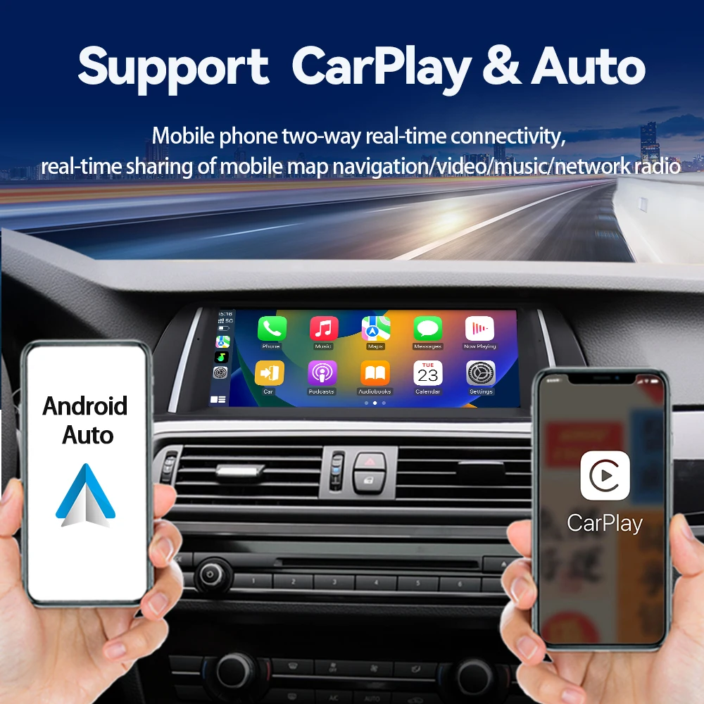 10.25inch Wireless Carplay Auto Android 14 car dvd Video multimedia radio playefor BMW 5 Series F10 F11 F12 car android player