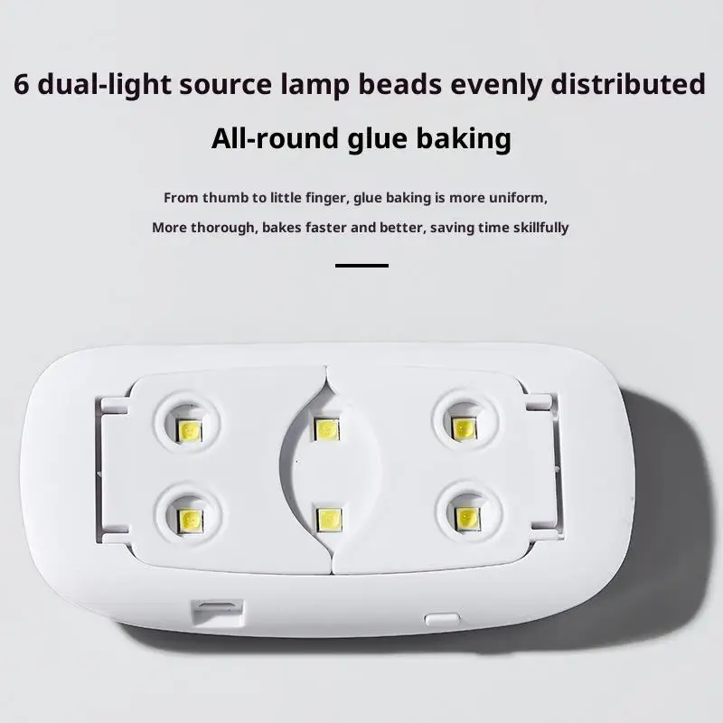 Mini lâmpada uv led para unhas, 6w, para cura, esmalte em gel, portátil, dobrável, 45s/60s, temporização, manicure, máquina seca, ferramenta de secagem de arte em unhas