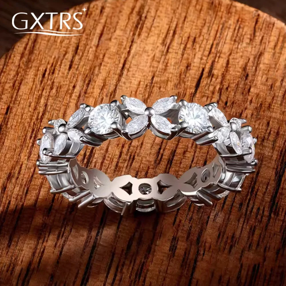 

Кольцо с полным муассанитом, стерлинговое серебро 925 пробы, форма цветка, маркиза/круглая огранка, лабораторное обручальное кольцо с бриллиантами для женщин, ювелирные изделия, сертифицированные