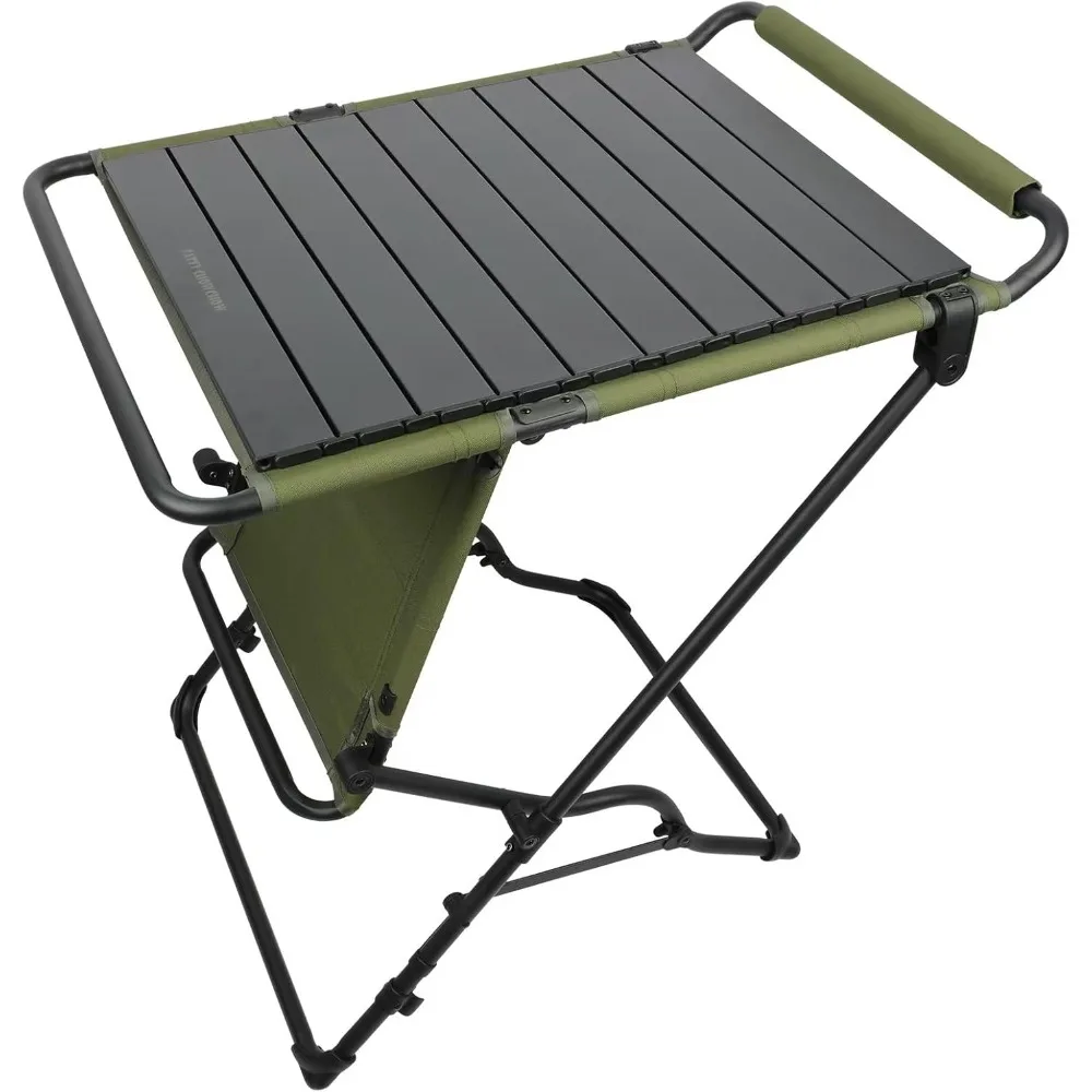 

Camping Table with Additional Roll Up Tabletop, Multifuctional Camping Table Easily Transfer to Chair