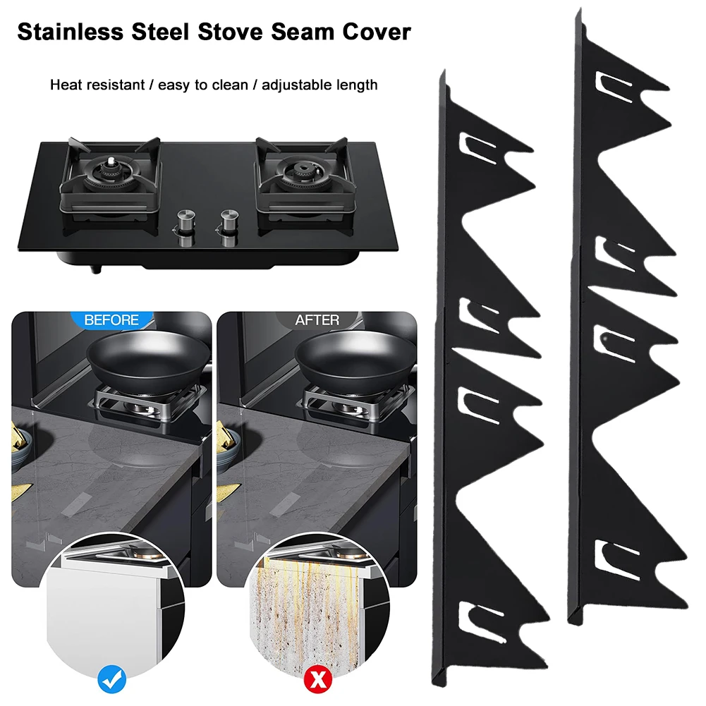 

2 Pack Stainless Steel Stove Counter Gap Cover Easy To Clean Retractable Length Stove Gap Guard Stove Gap Filler Range Trim Kit