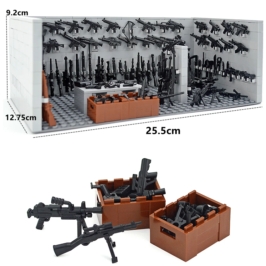 MOC Set WW2 SWAT armas militares casa paquete de pistola accesorios Prisión juguetes de bloques de construcción compatibles con ladrillos de soldados clásicos