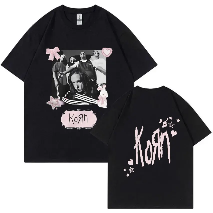 

Rock Band Korn Vintage Oversized T-shirt Men Women Funny Kawaii Cute Pink Merch T Shirts Male Alternative Nu Metal Music Tshirt