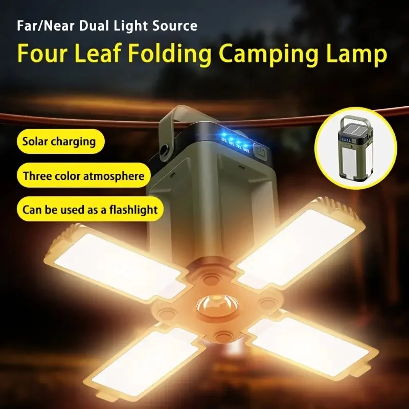 Solar Camping Light, Rechargeable COB LED Tent Lantern with Powerful Spotlight, Portable Outdoor Lamp for Camping Hiking Hunting - view 2