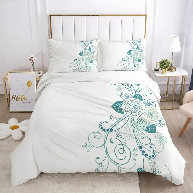 

Floral Leaves Bedding Set Microfiber Butterfly Duvet Cover Lotus Flowers Comforter Cover Full King For Kids Adults Bedroom Decor