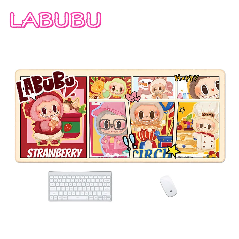 Labubu New Cute Large Mouse Pad Computer Hd Keyboard Cartoon Mouse Pad Natural Rubber Anti Slip Office Mouse Pad Office Deskgift