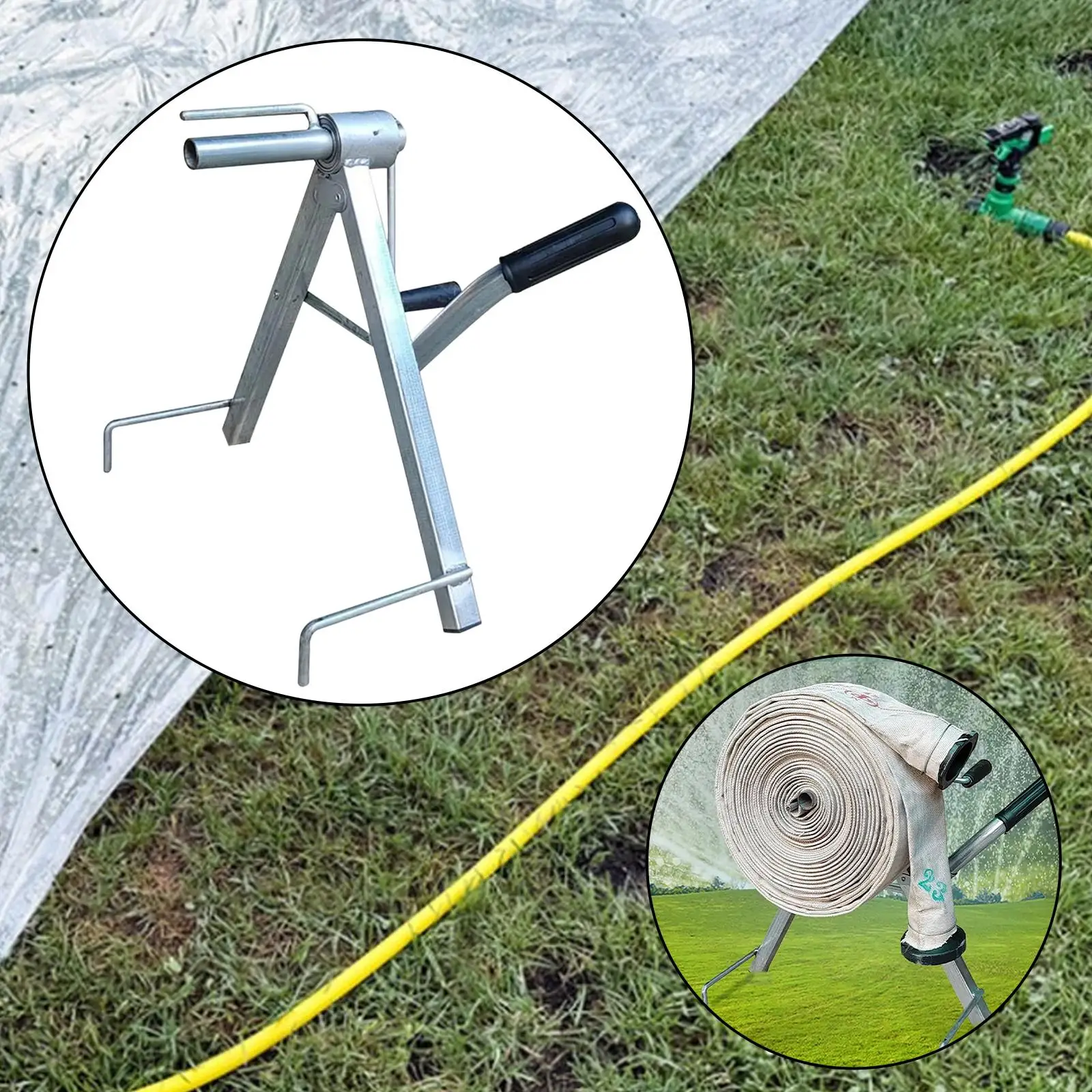 

Усиленная тележка для шланга с удлиненной ручкой из нержавеющей стали, компактный намотчик для шлангов для пожаротушения и ирригации ферм