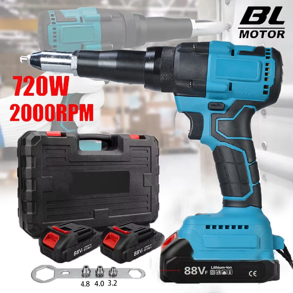 Makita – pistolet à rivets électrique sans balais, 720W, 20000N, outil électrique, pistolet à écrou à rivets sans fil, rivetage automatique pour broche de batterie 18V