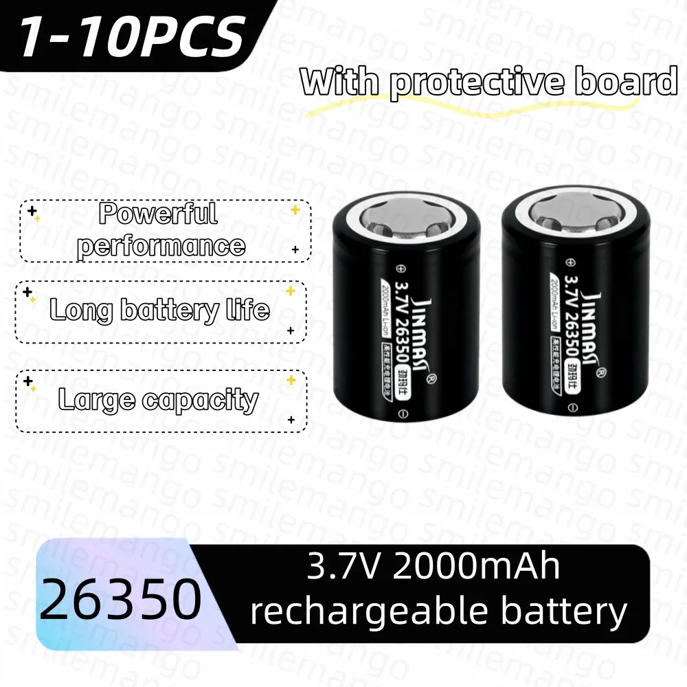 3.7V 2000mAh 26350 Li-ion Replacement Battery For Gyroscope Gimbal Stabilizer Flashlight Accumulator with Protection Board