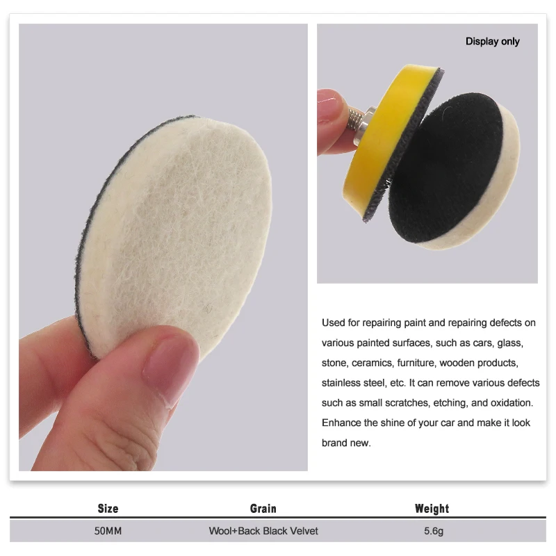 5/10Pcs 2-6 Inch Wool Flet Polishing Pads Wool Buff Pad for Car Glass Metal Mirror Polishing Multiple Sizes Available