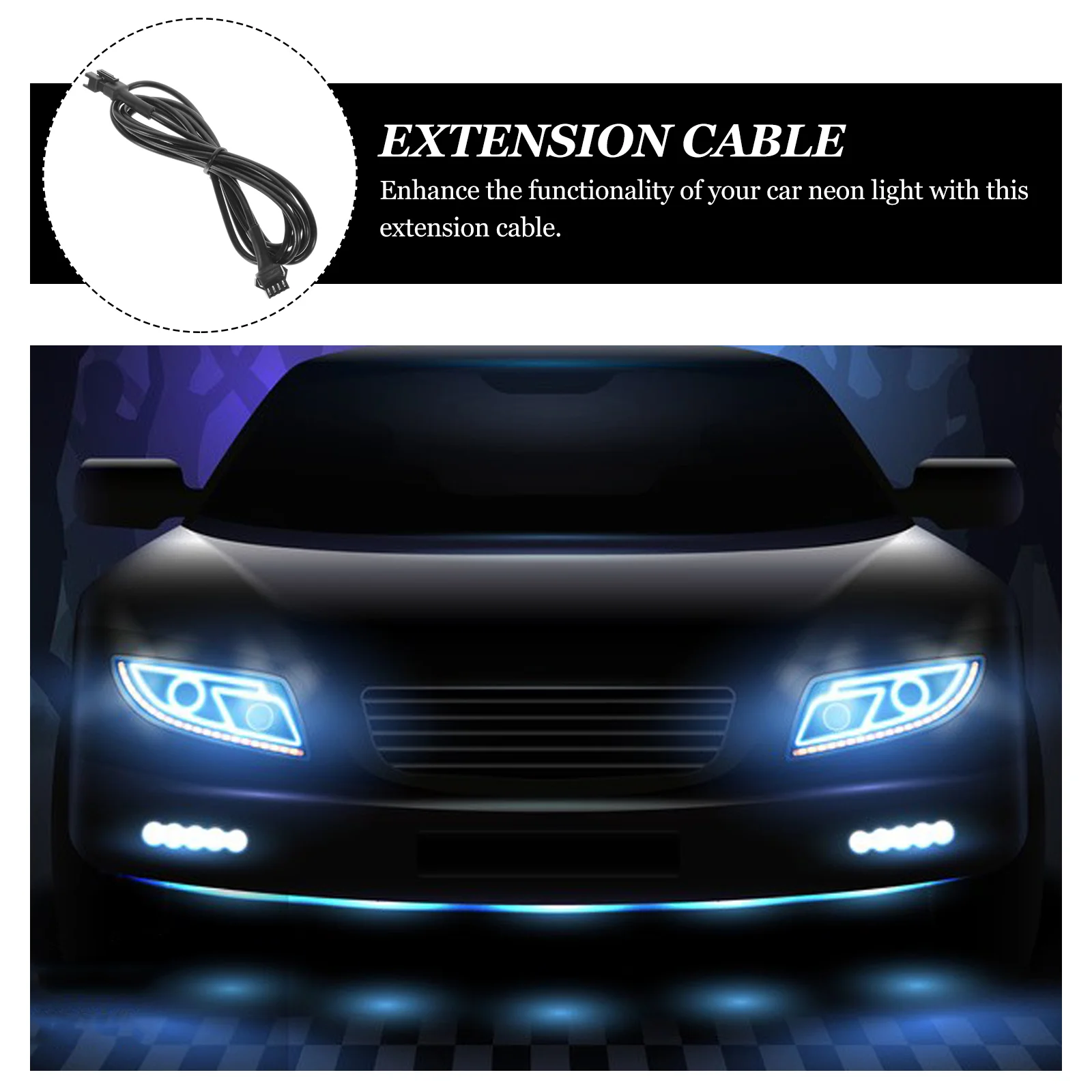 4 Pcs Car Chassis Light Extension Cord Neon Ambient Lighting Pvc Rock Wire Pin for Strips