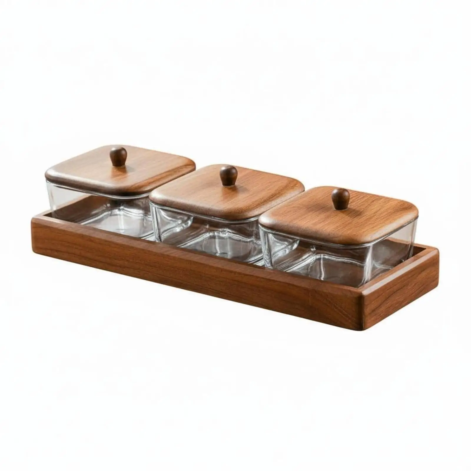 glass-relish-dish-set-with-wooden-tray-keeps-food-fresh-dustproof-divided-serving-tray-with-lids-multipurpose-use-for-family