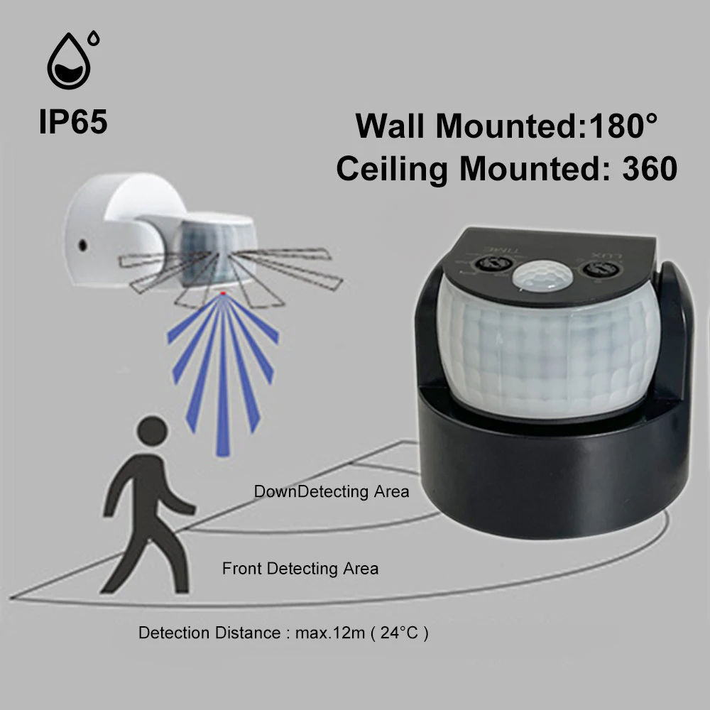 Double Probe Motion Sensor AC 220V-240V PIR Motion Detector Automatic Switch Light Outdoor Infrared Sensor IP65 Waterproof