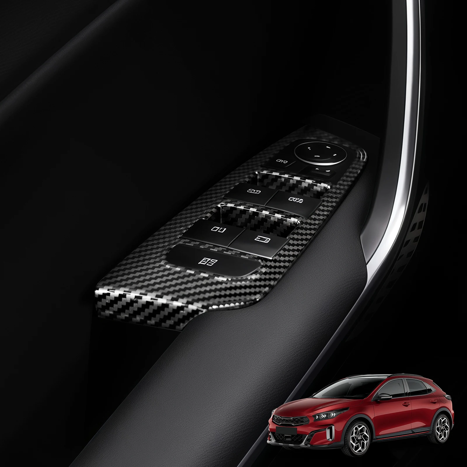 4pcs Car Window Switch Button Frame Trim Cover For Kia Ceed XCEED 2020-2025 Left Hand Drive