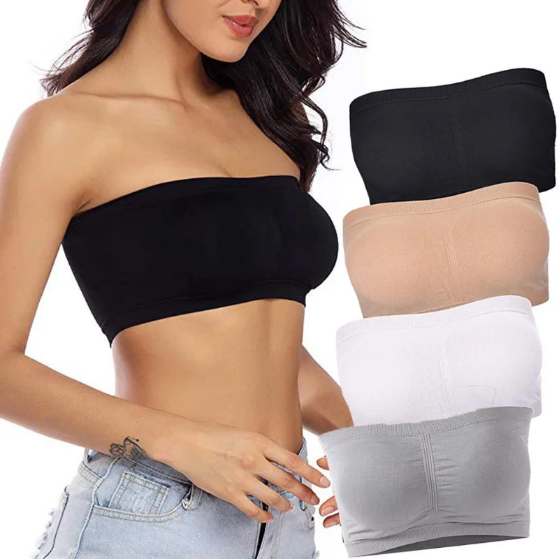 Women\'S Underwear Seamless Wrapped Chest Without Rims Sports Bra Simple Design One Word Circumference Tube Top