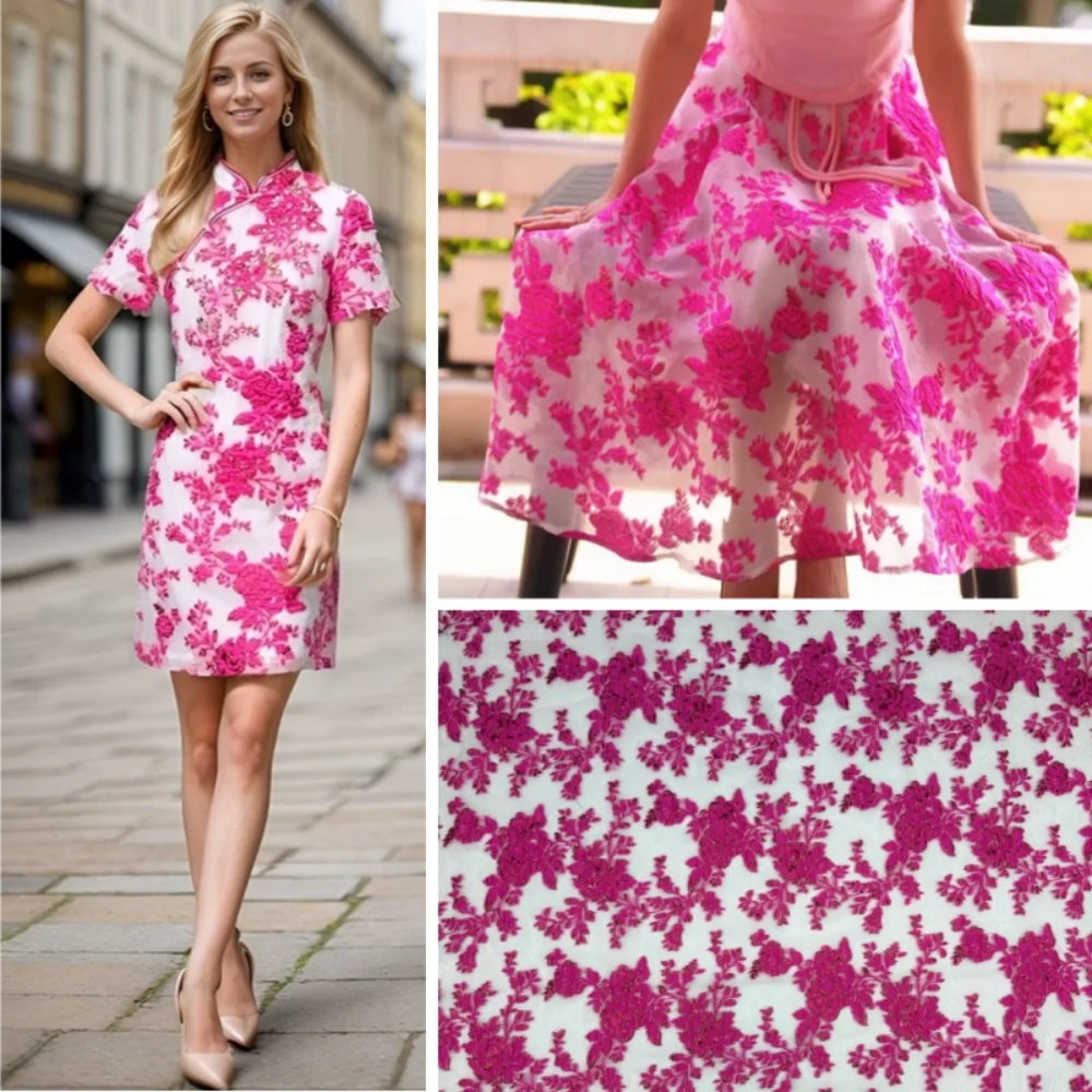 

Летняя ткань из органзы, дышащее свадебное платье, жаккардовая модная одежда, ткань для шитья по метрам, тонкая ткань