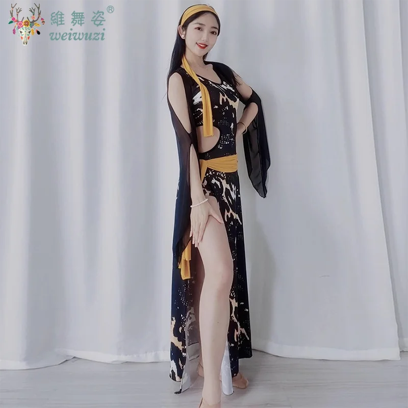 ملابس رقص البطن المرأة مزاجه أنيقة غير النظامية ليوبارد طباعة رداء الكبار شابي بلدي صيدي أداء الملابس